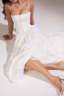 Margaret White Cotton Maxi Sundress - Cinderella