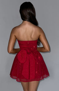 Melinda Mini Dress - Red Sparkle - Cinderella