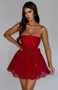 Melinda Mini Dress - Red Sparkle - Cinderella