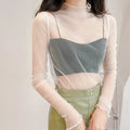 Mesh Lace Seductive Blouse: Elegant Sheer Top for Women