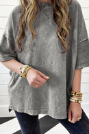 Orchid Petal Mineral Wash Exposed Seam Drop Shoulder Oversized Tee - Cinderella