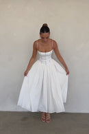 Margaret White Cotton Midi Sundress