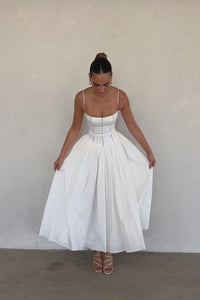 Margaret White Cotton Midi Sundress