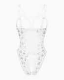 Red Heart Print Lace One Piece Mini Bodysuit - Cinderella