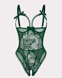 Red Heart Print Lace One Piece Mini Bodysuit - Cinderella