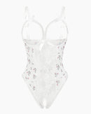 Red Heart Print Lace One Piece Mini Bodysuit - Cinderella