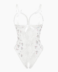 Red Heart Print Lace One Piece Mini Bodysuit - Cinderella