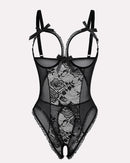 Red Heart Print Lace One Piece Mini Bodysuit - Cinderella