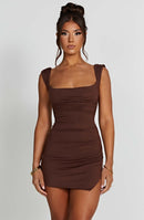 Ria Mini Dress - Chocolate - Cinderella