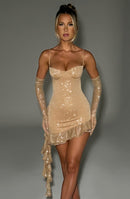 Sunshine Serenade Mini Dress - Gold Sparkle - Cinderella