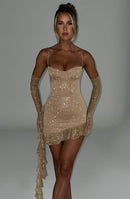 Sunshine Serenade Mini Dress - Gold Sparkle - Cinderella