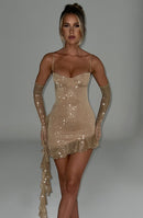 Sunshine Serenade Mini Dress - Gold Sparkle - Cinderella