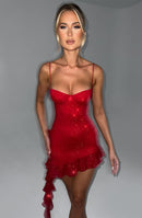 Sunshine Serenade Mini Dress- Red Sparkle - Cinderella