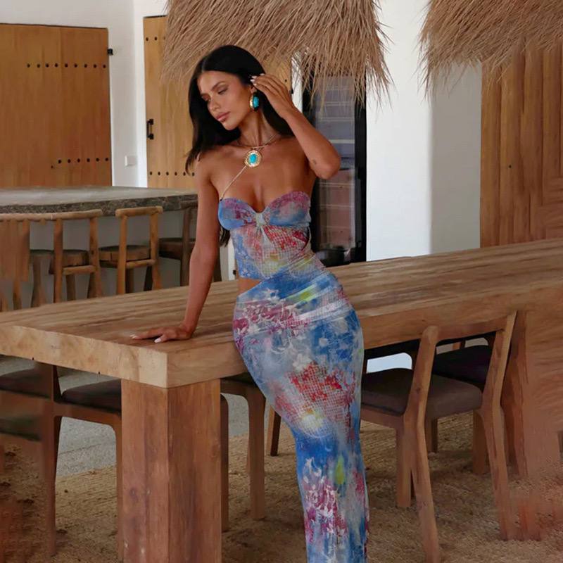 Tropic Haze Strapless Cut-Out Dress